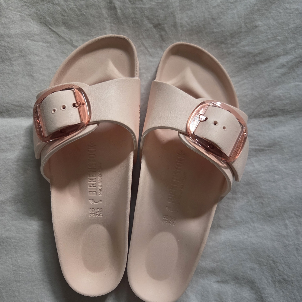 Birkenstock Pink Slide Sandals with Buckle